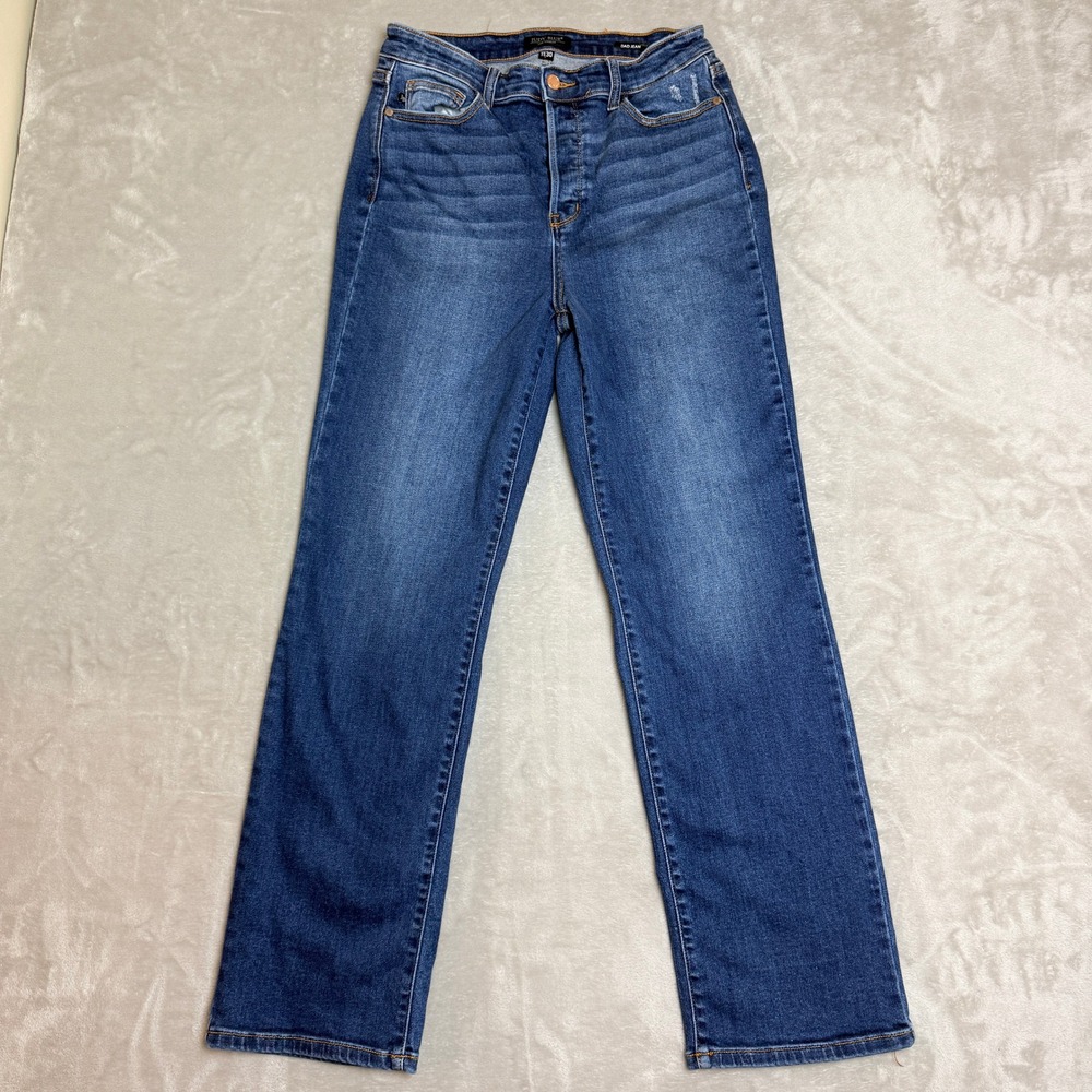 Judy Blue Dad Jeans Junior Women 11/30 Blue High Rise Button Fly Relaxed Fit EUC